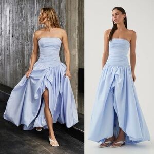 Aje Violette Bubble Hem Maxi Dress In Pearl Blue Size 12